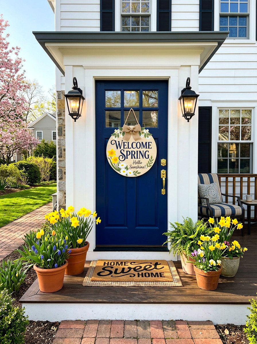 Welcome Spring Door Sign - 25 Spring DIY Sign Ideas