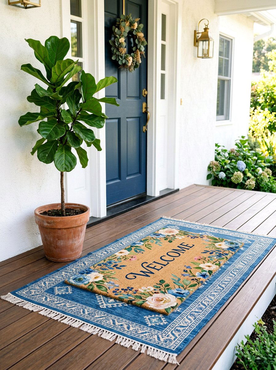 Welcome doormat - 25 Outdoor Spring Decor Ideas for Front Porch