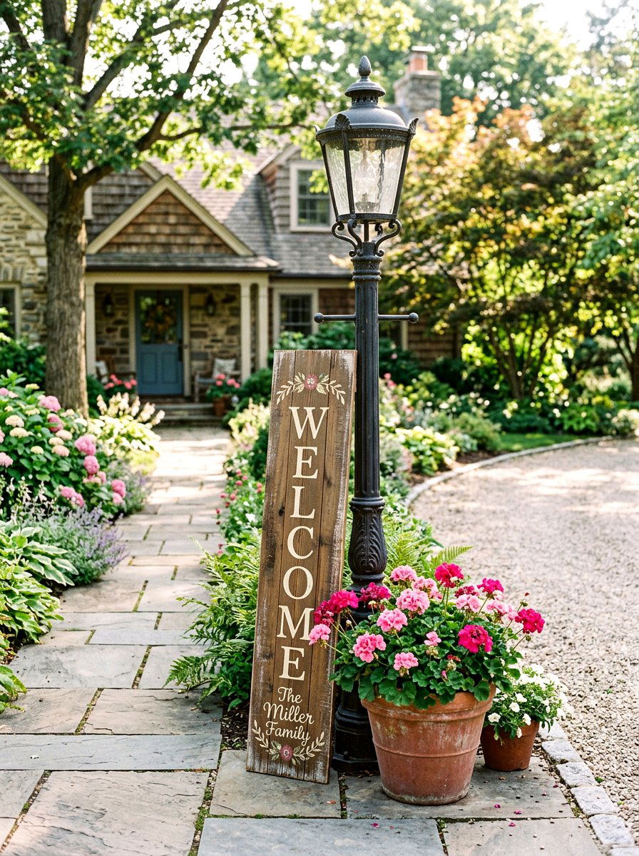 Welcome sign lamp post - 25 Spring Lamp Post Decor Ideas
