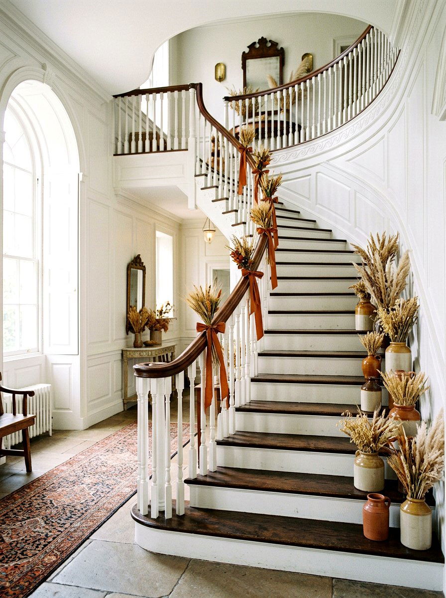 Wheat staircase decor - 25 Spring Wheat Bundle Ideas