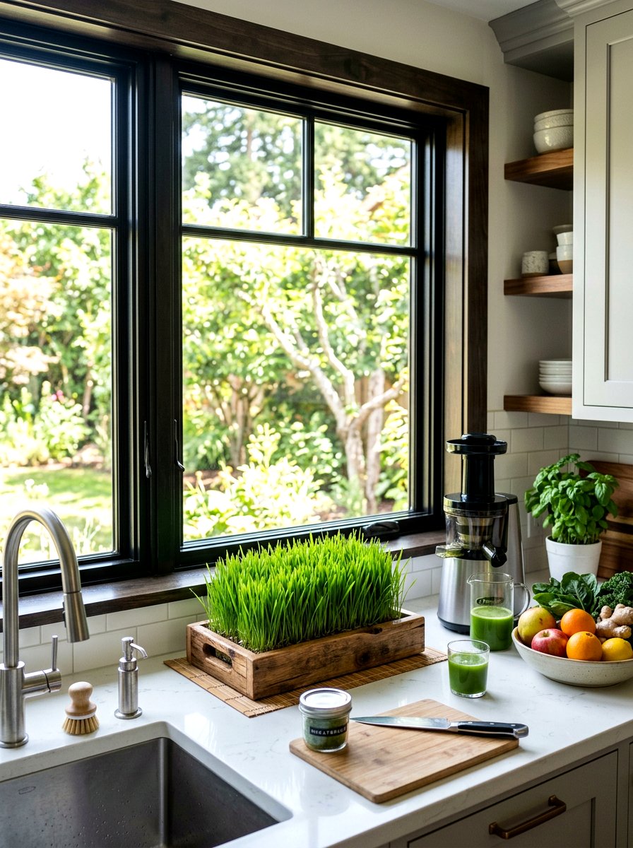 Wheatgrass Growing Tray - 25 Spring Windowsill Garden Ideas