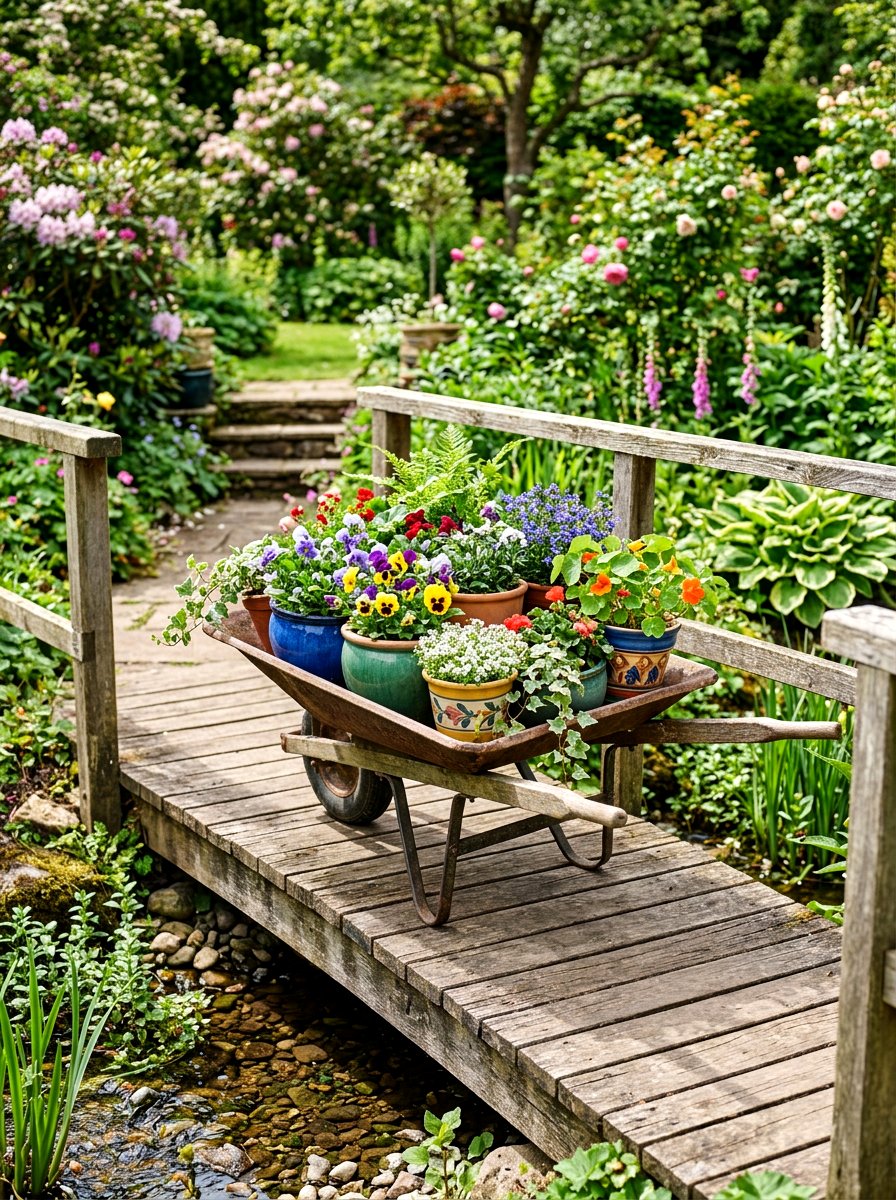 Wheelbarrow With Flower Pots Inside - 25 Spring Wheelbarrow Decor Ideas