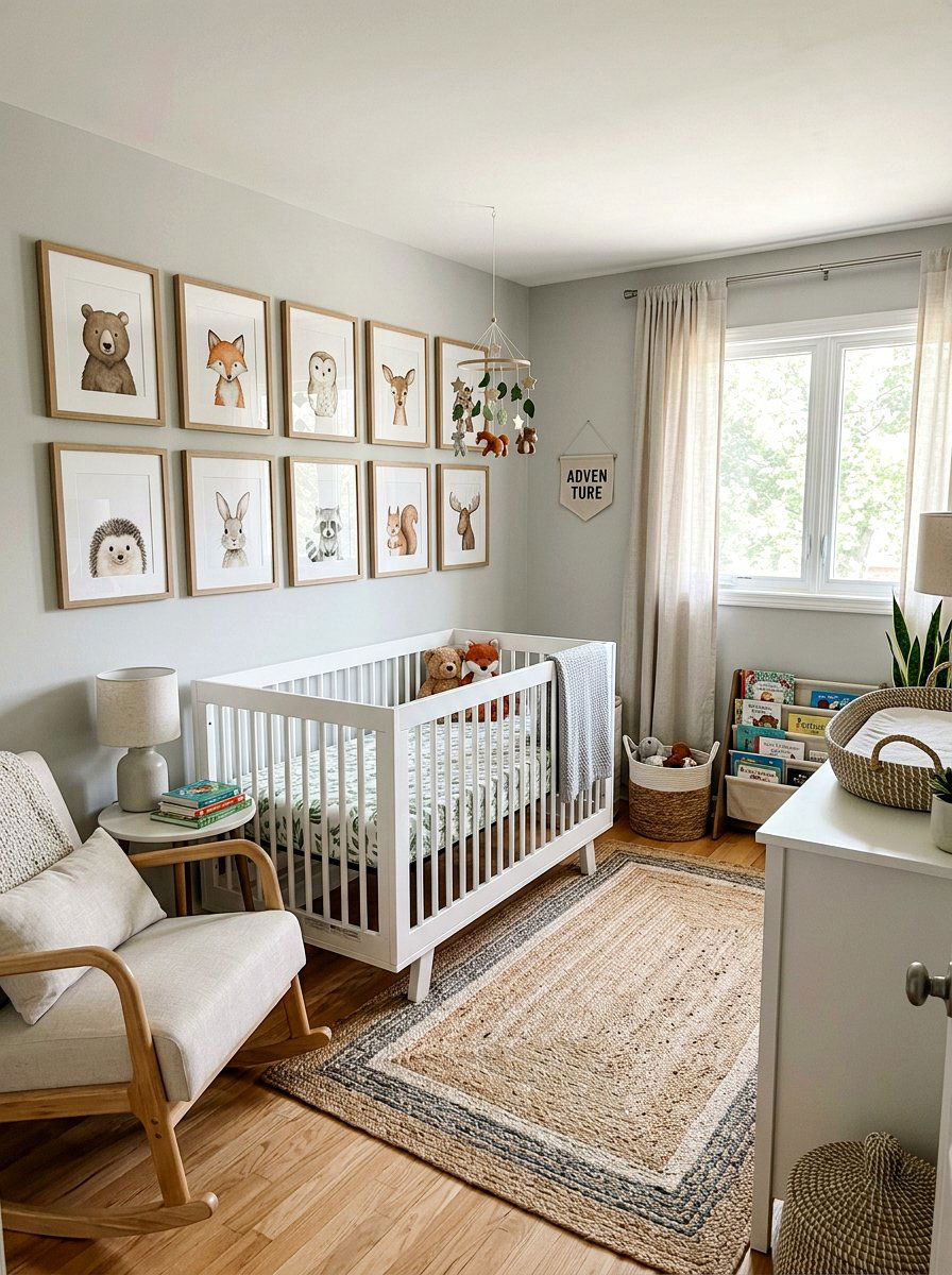 Whimsical Woodland Animal Print - 25 Spring Nursery Wall Decor Ideas