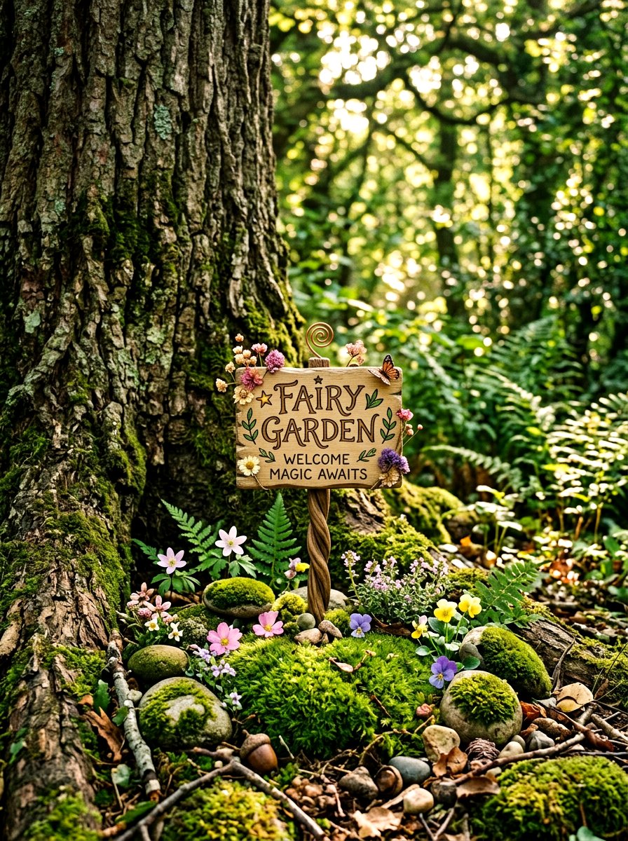 Whimsical fairy garden sign - 25 Spring Garden Sign Ideas