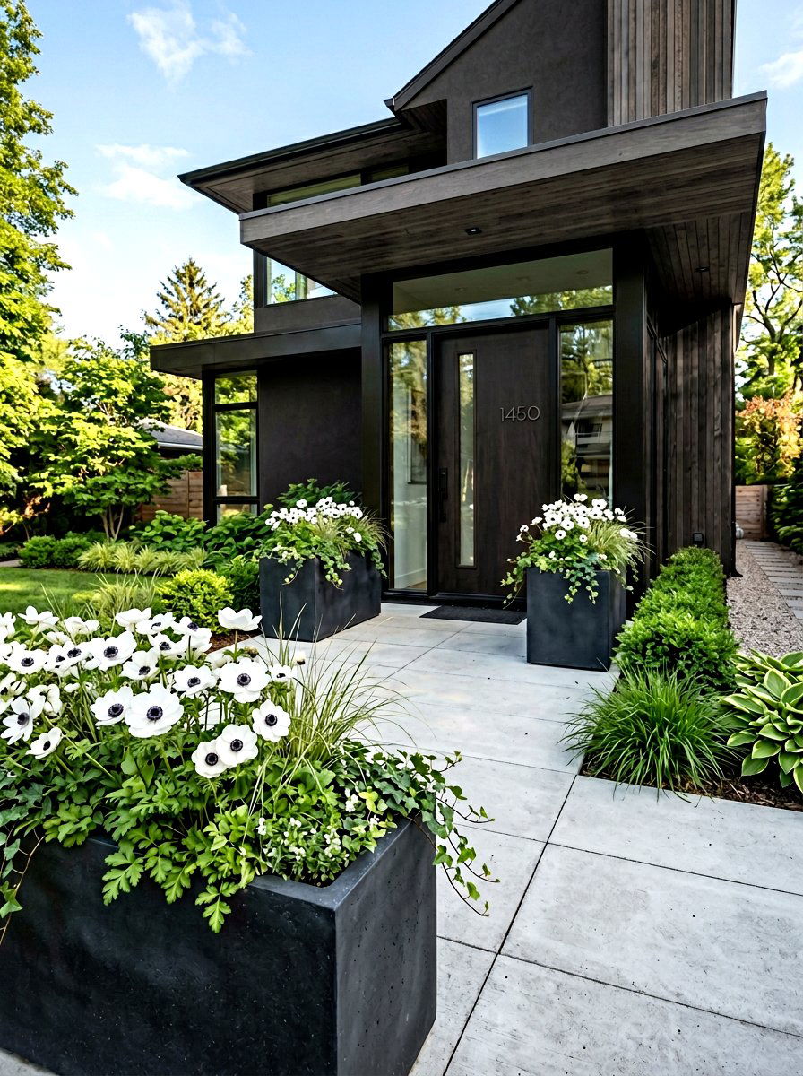 White Anemone Containers - 25 Spring Potted Plant Ideas