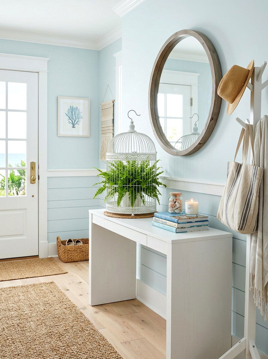 White Birdcage For Entryway Console - 25 Spring Birdcage Decor Ideas