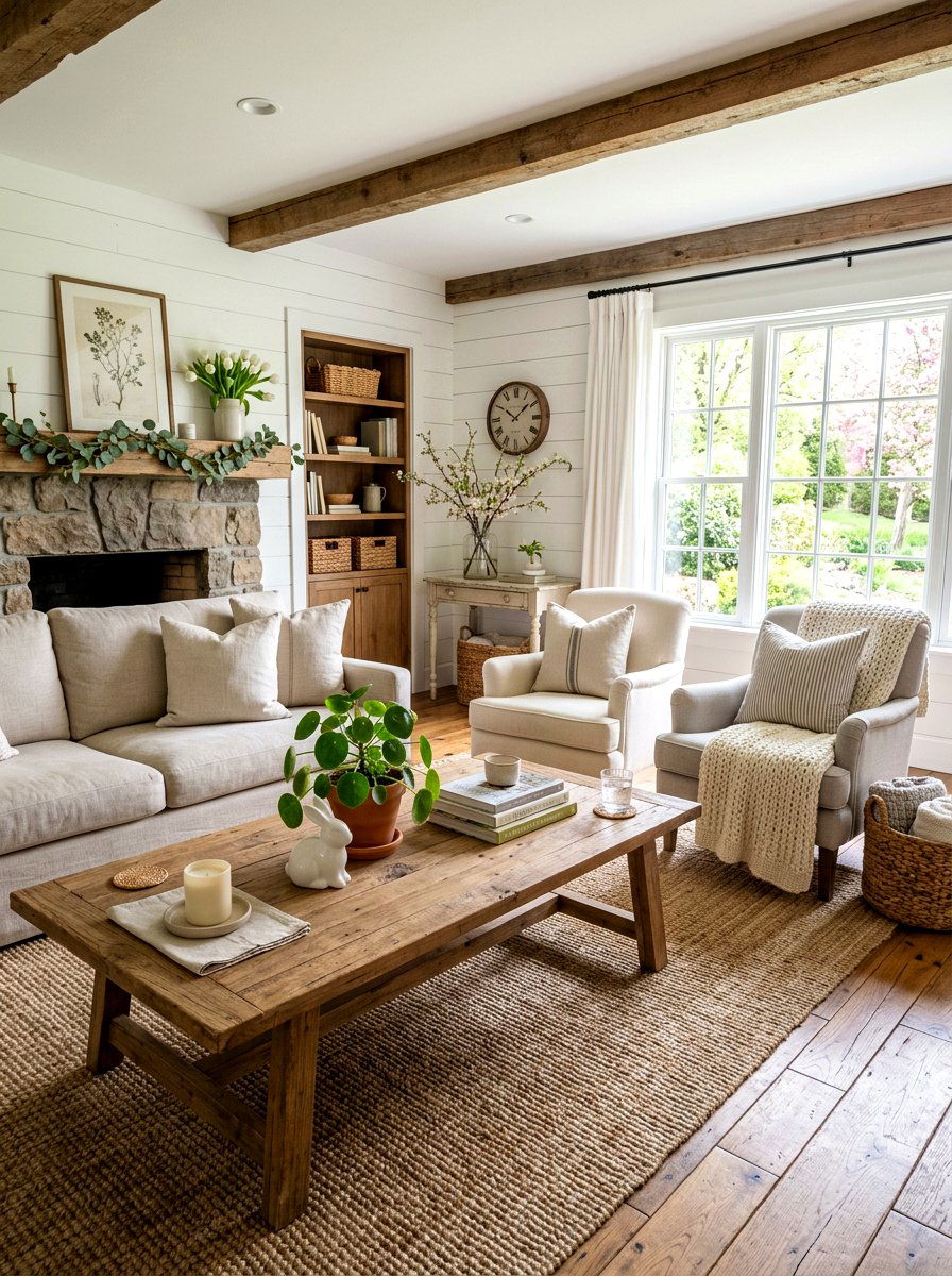 White Ceramic Bunny - 25 Spring Coffee Table Decor Ideas