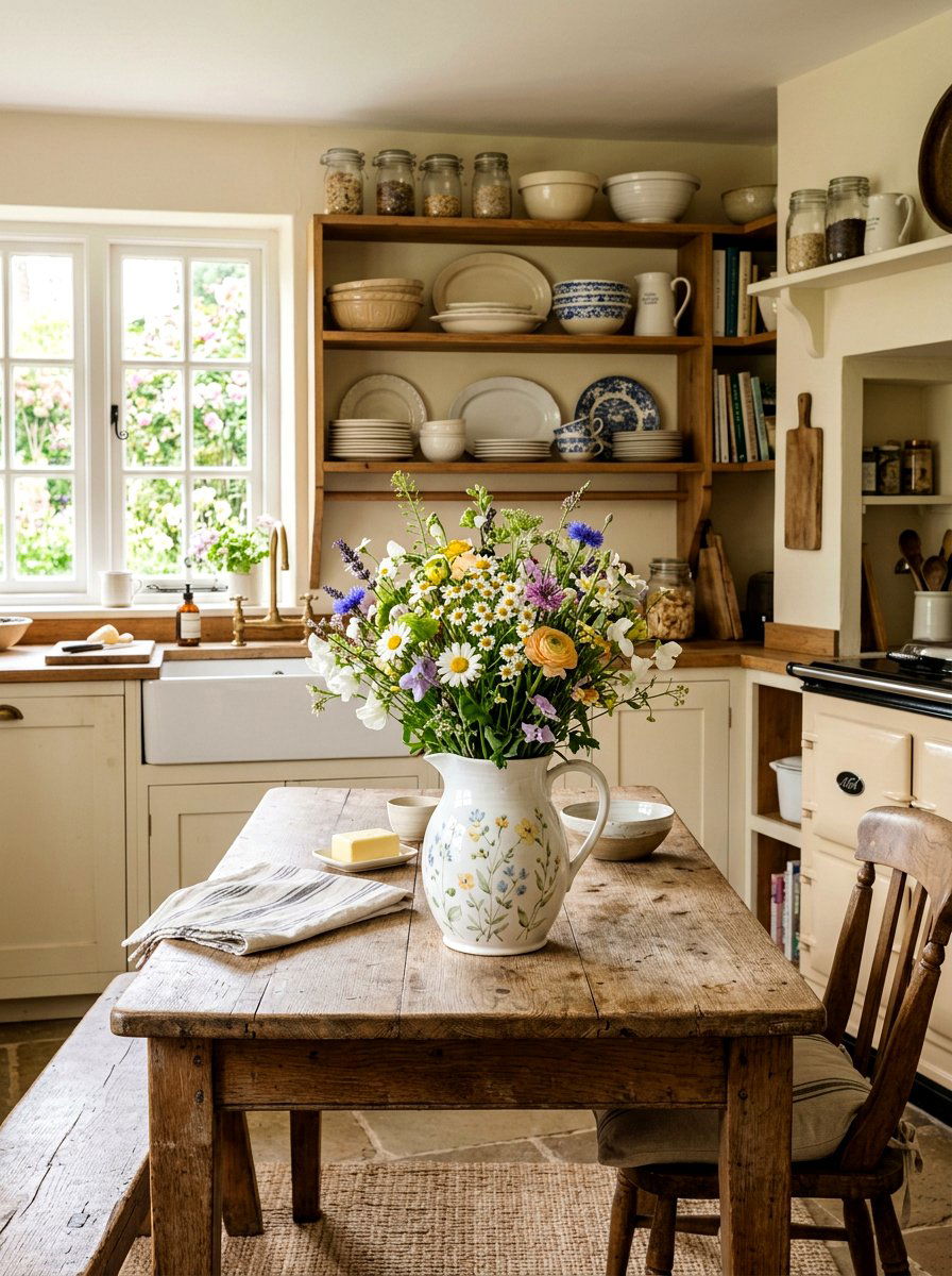 White Ceramic Pitcher Flowers - 25 Spring Centerpiece Ideas