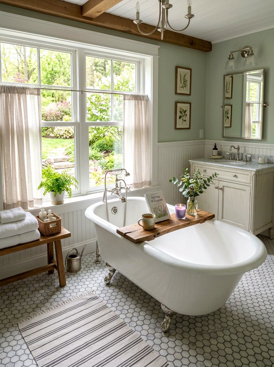 White Clawfoot Soaking Tub - 25 Spring Bathroom Decor Ideas