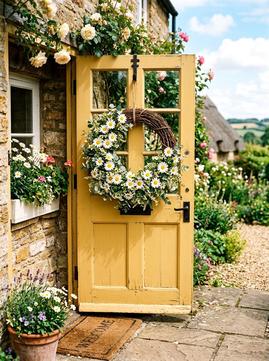 White Daisy Grapevine Wreath - 25 Spring Floral Wreath Ideas