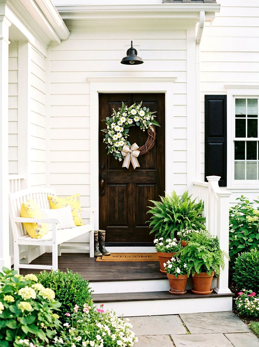 White Daisy Grapevine - 25 Spring Daisy Wreath Ideas