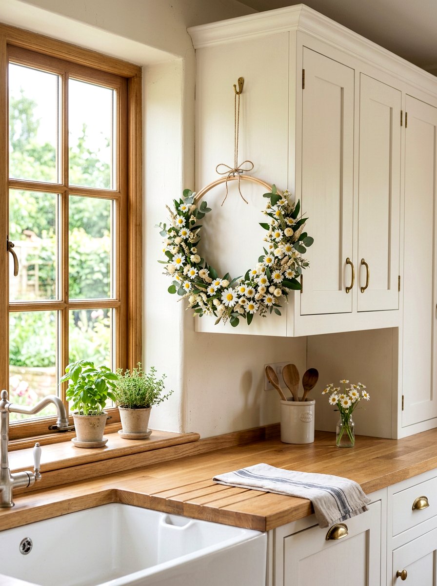 White Daisy Hoop Wreath - 25 Spring Flower Wreath Hoop Ideas