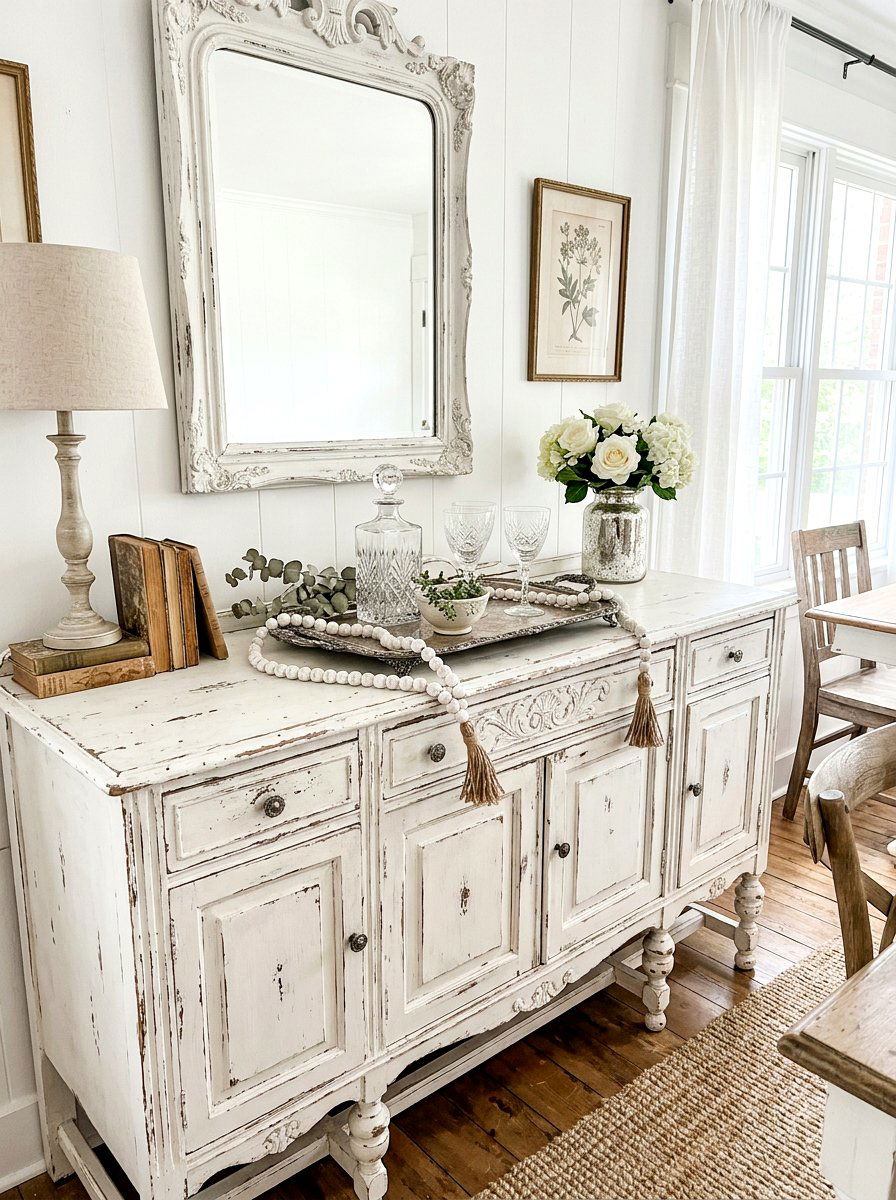 White Distressed Wood Bead Garland - 25 Spring Bead Garland Ideas