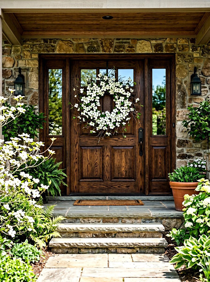 White Dogwood Branch Wreath - 25 Spring Oversized Wreath Ideas