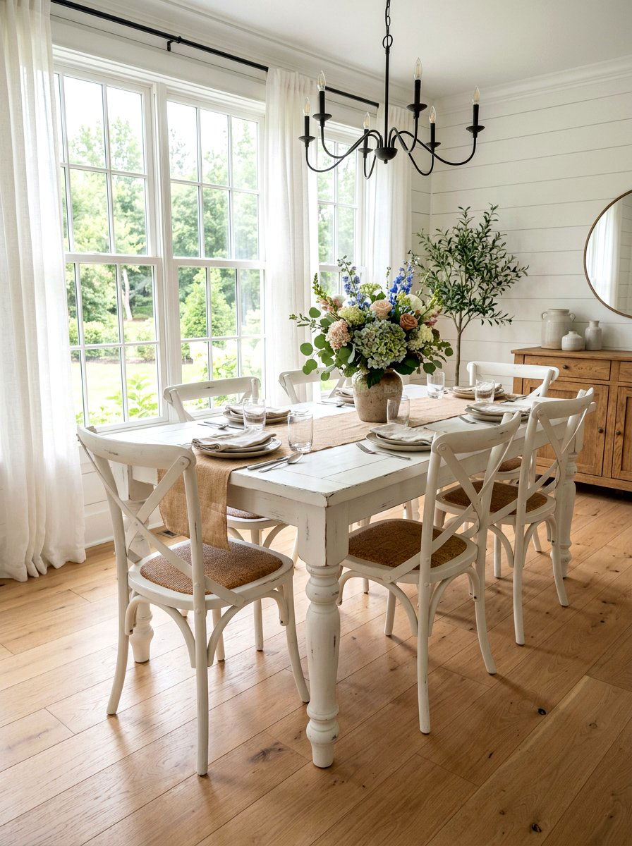 White Farmhouse Dining Table - 25 Spring Distressed Furniture Ideas