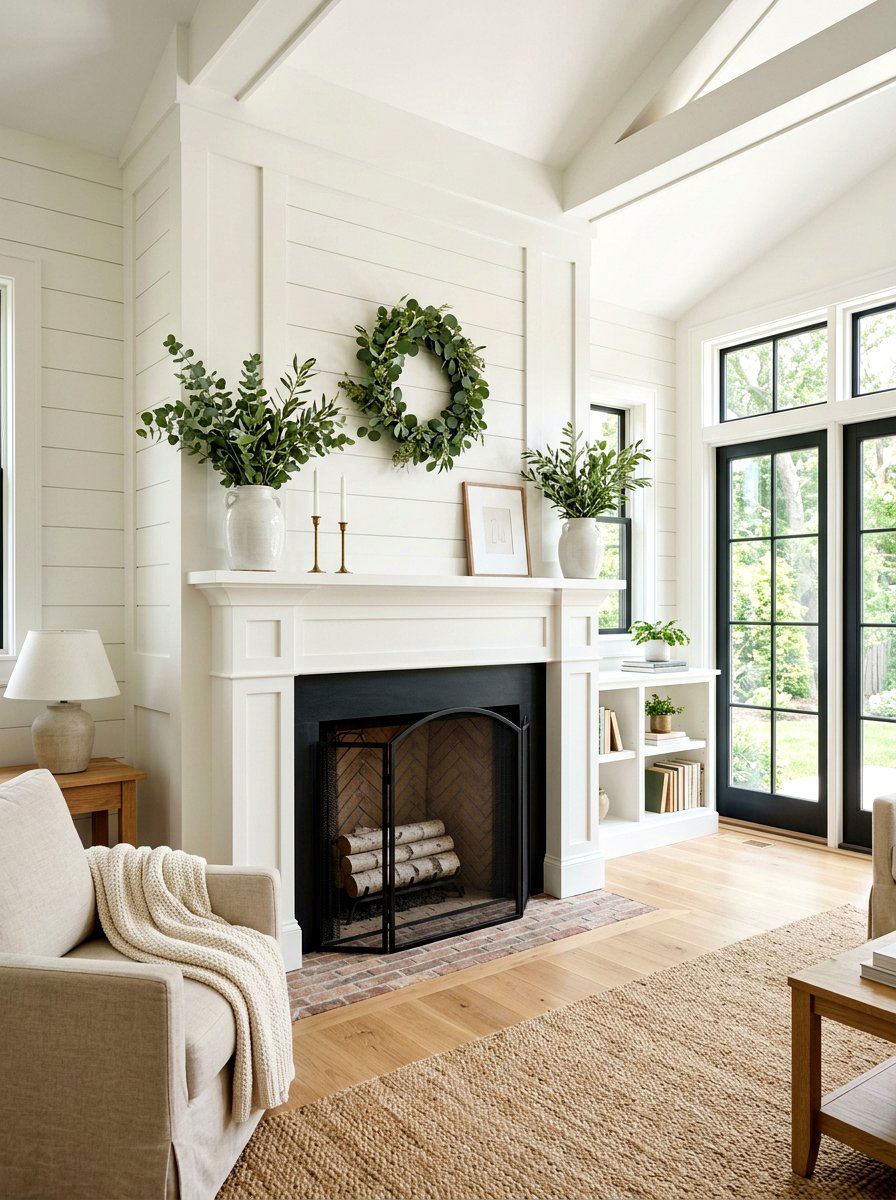 White Farmhouse Fireplace - 25 Spring Farmhouse Fireplace Ideas