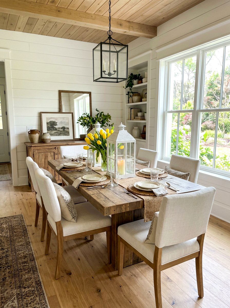 White Farmhouse Lantern - 25 Spring Lantern Centerpiece Ideas