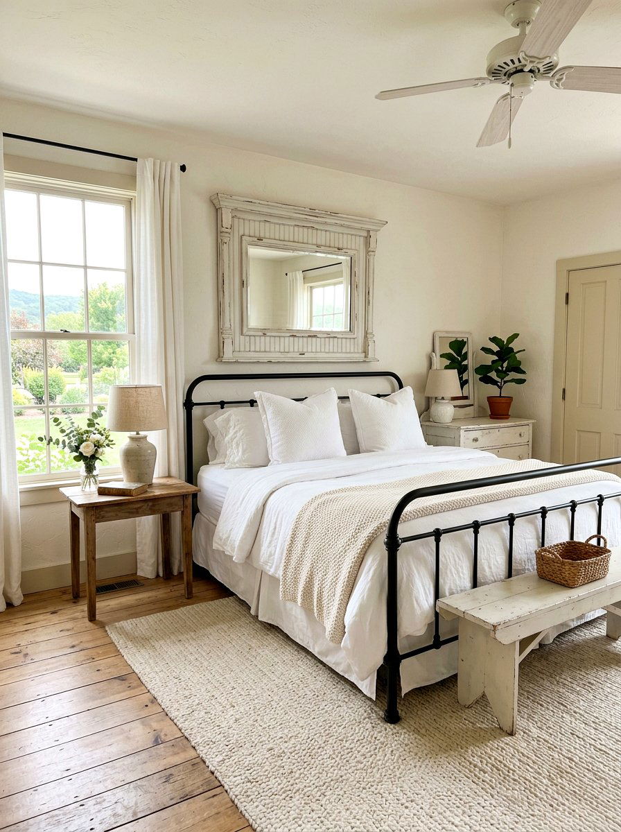 White Farmhouse Mirror - 25 Spring Bedroom Mirror Ideas