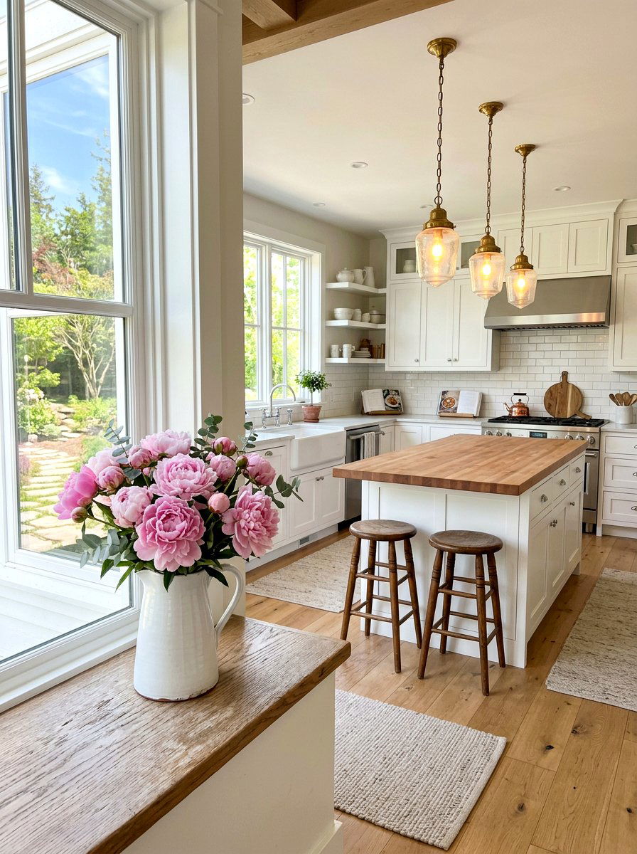 White Farmhouse Pitcher - 25 Spring Kitchen Windowsill Decor Ideas