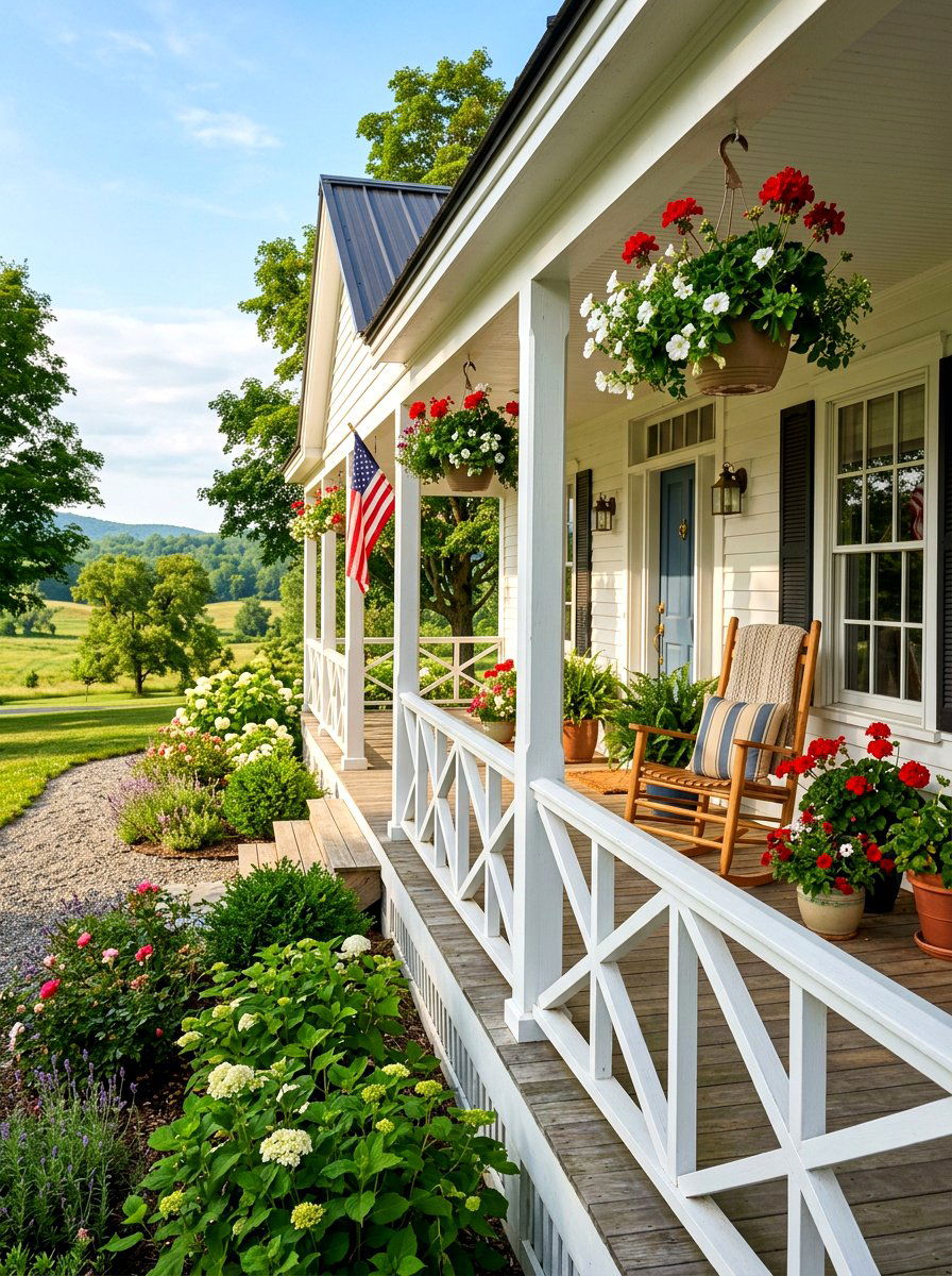 White Farmhouse Railing - 25 Spring Deck Railing Decor Ideas