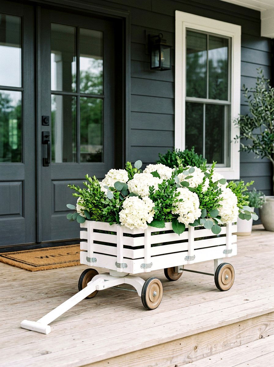 White Farmhouse Wagon Decor - 25 Spring Wagon Decor Ideas