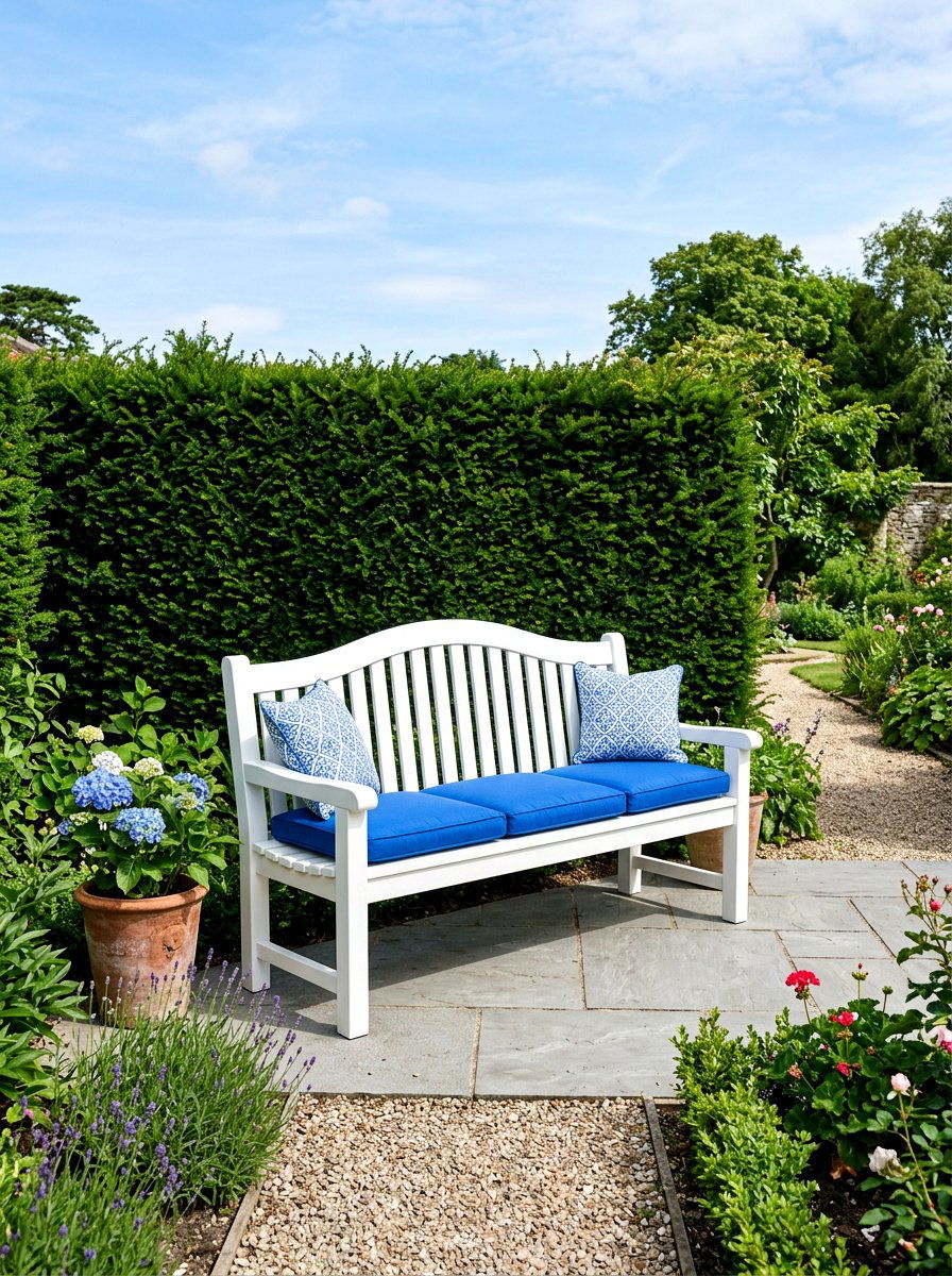 White Garden Bench - 25 Spring Garden Bench Decor Ideas