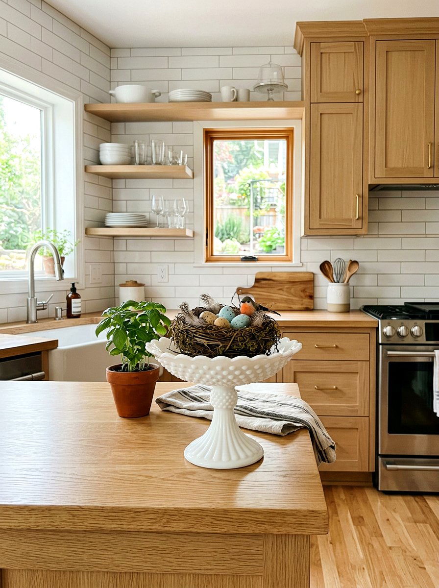 White Glass Pedestal Stand - 25 Spring Milk Glass Decor Ideas