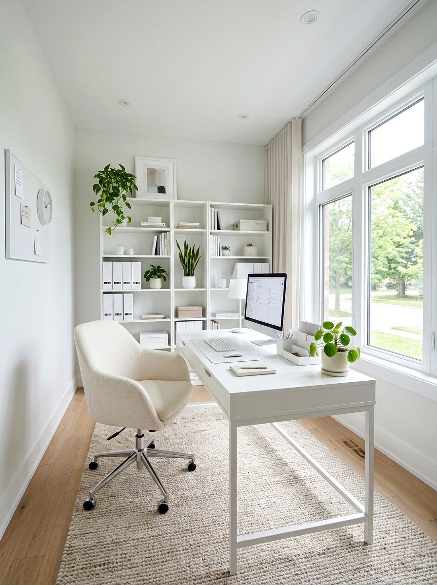 White Home Office - 25 Spring Warm White Decor Ideas