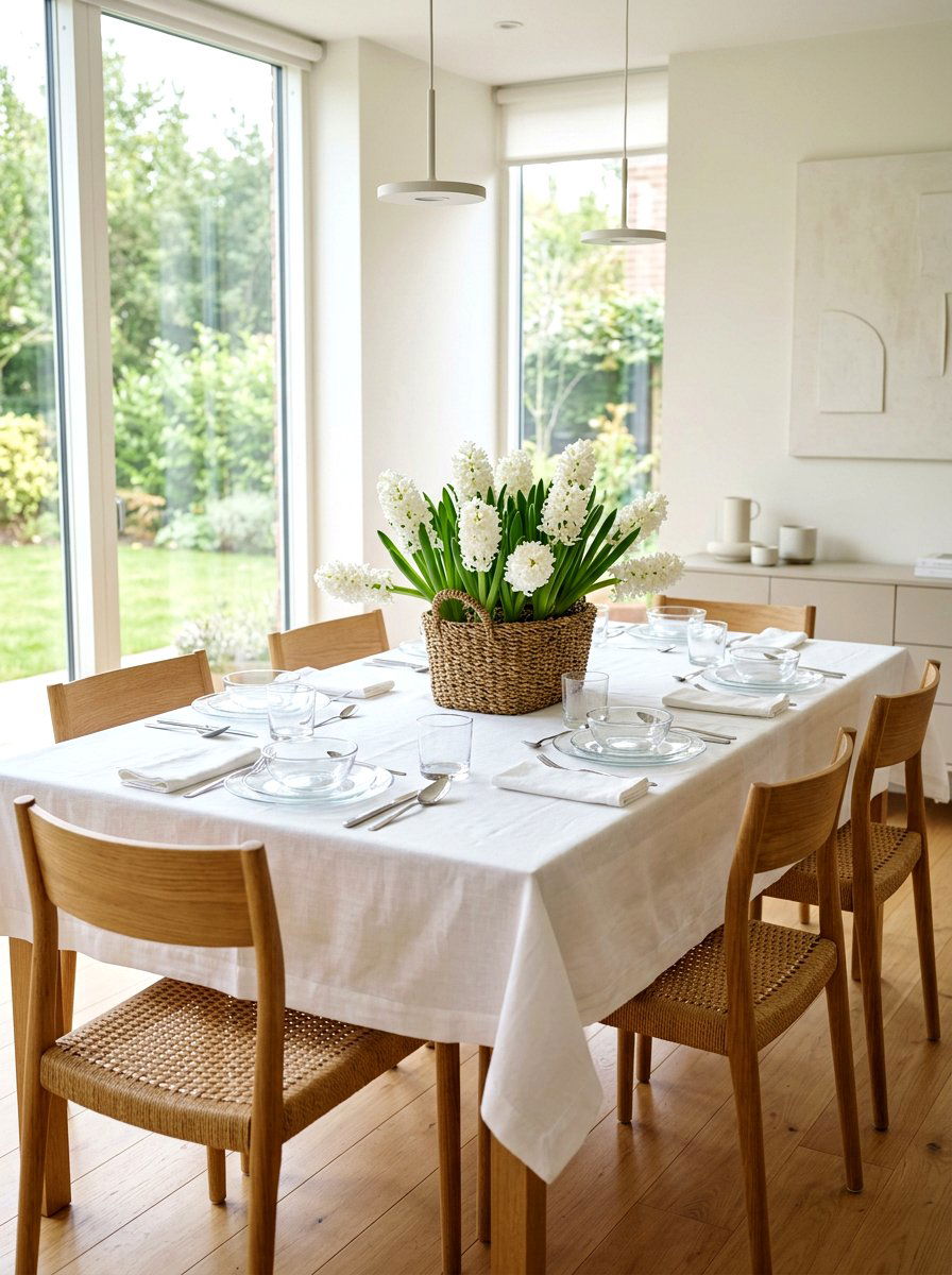 White Hyacinth Centerpiece - 25 Spring Hyacinth Basket Decor Ideas