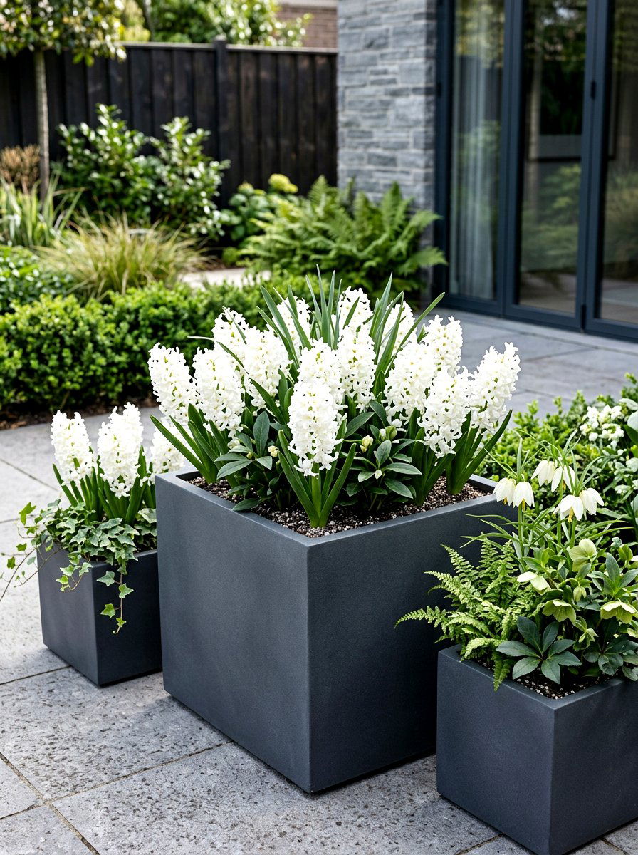 White Hyacinth Container - 25 Spring Hyacinth Garden Ideas