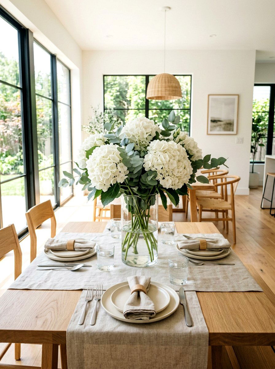 White Hydrangea Centerpiece - 25 Spring Hydrangea Centerpiece Ideas