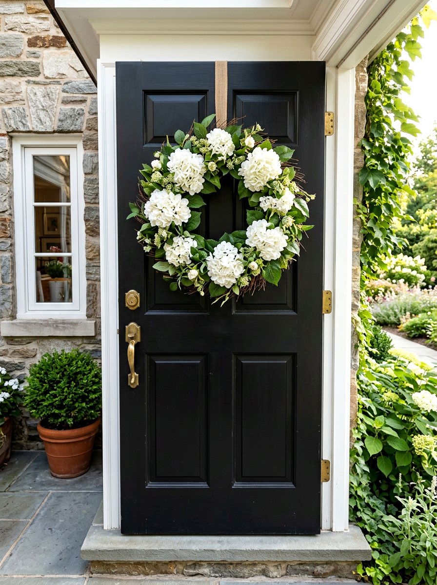 White Hydrangea Wreath - 25 Spring Wreath Ideas for Front Door