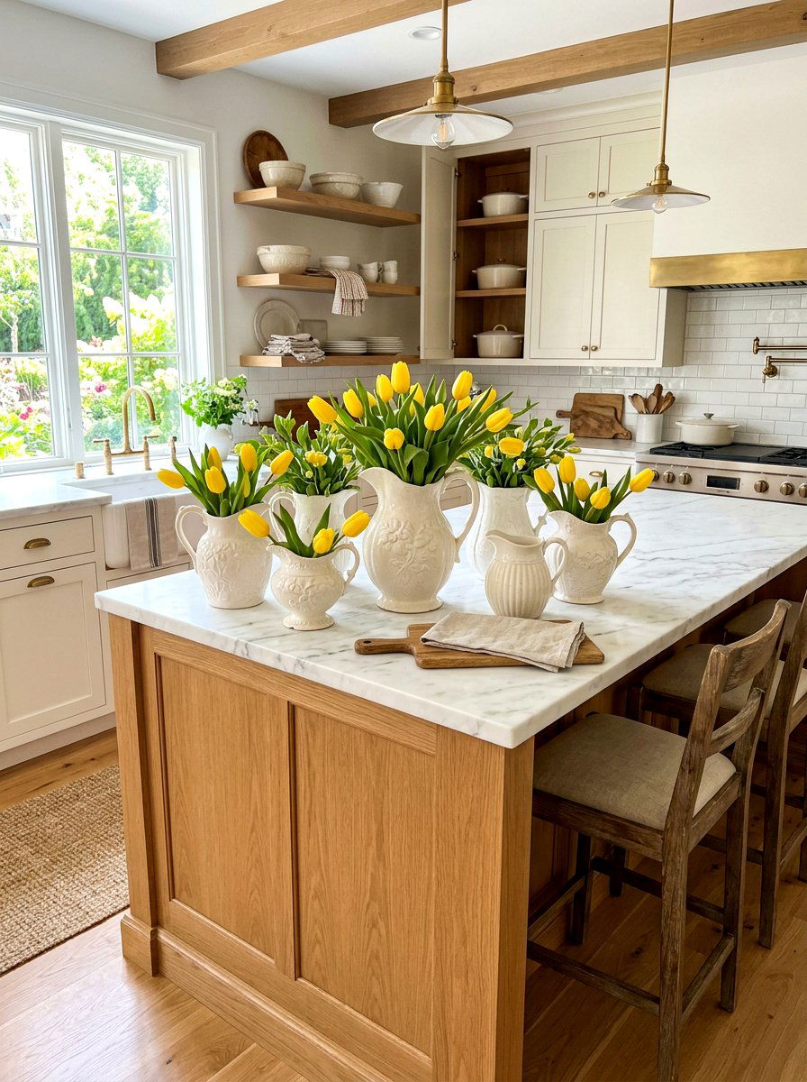 White Ironstone Pitcher - 25 Spring Antique Decor Ideas