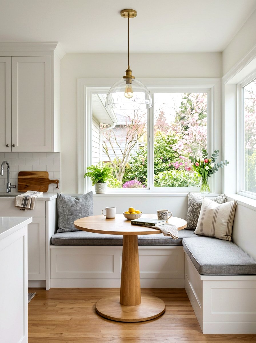 White Kitchen Nook - 25 Spring Neutral Decor Ideas