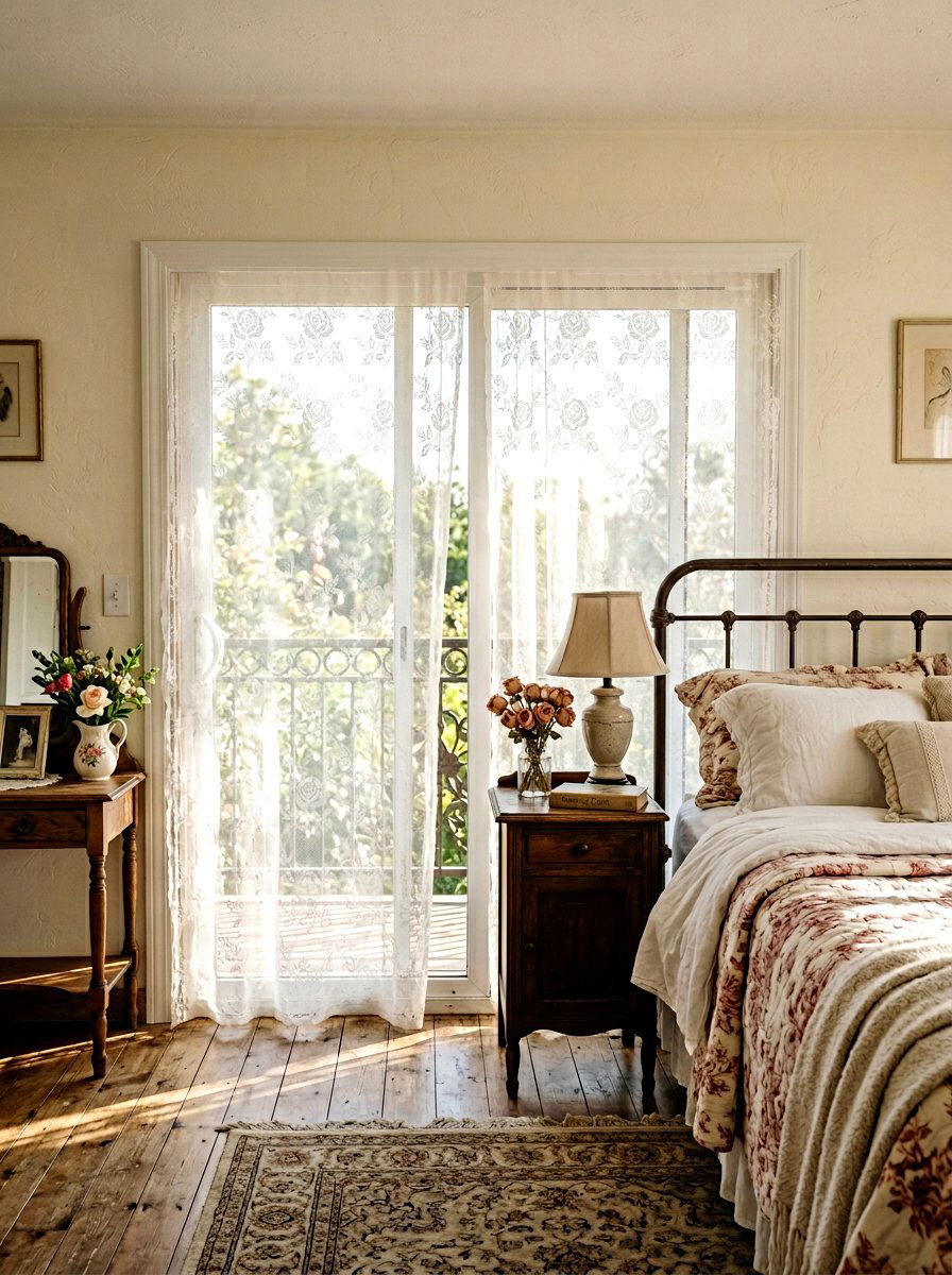 White Lace Door Panels - 25 Spring Sliding Door Decor Ideas