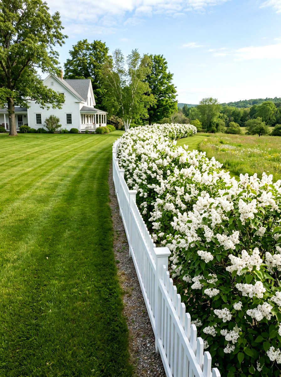White Lilac Hedge - 25 Spring Lilac Bush Ideas