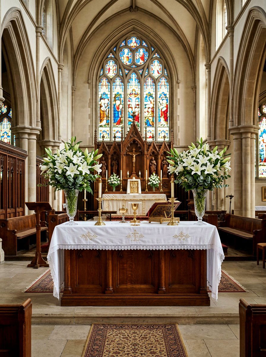 White Lily Church Altar - 25 Spring Altar Flower Ideas