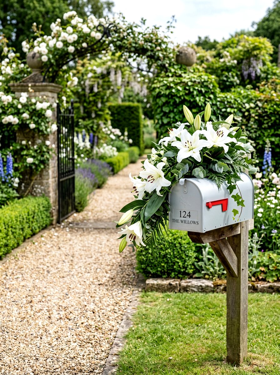 White Lily Mailbox Arrangement - 25 Spring Mailbox Swag Ideas