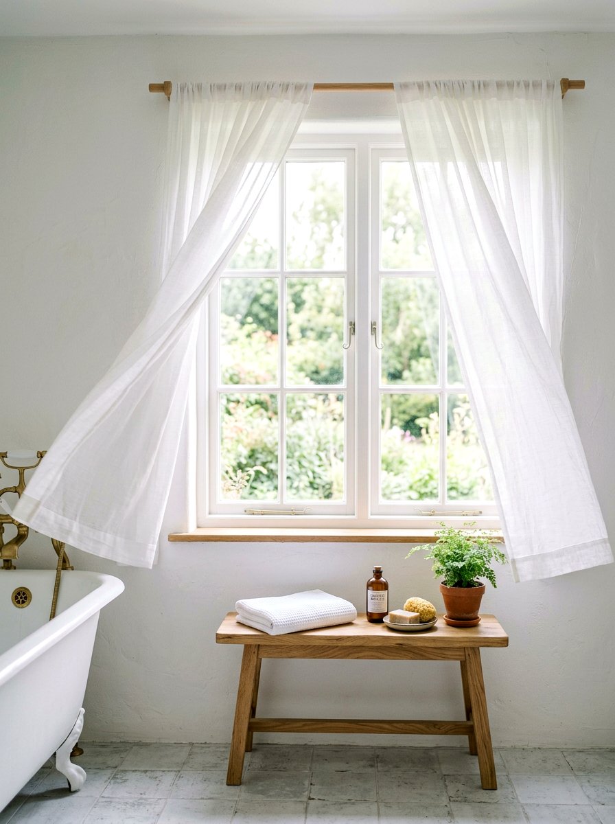 White Linen Curtains - 25 Spring Spa Decor Ideas