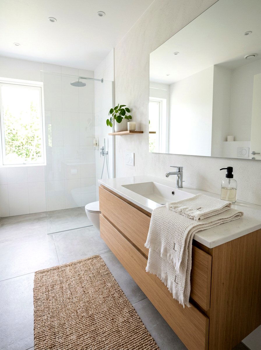 White Linen Hand Towels - 25 Spring Bathroom Vanity Decor Ideas