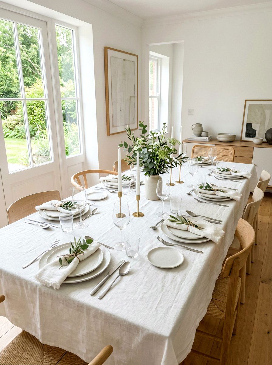 White Linen Table Setting - 25 Spring Luncheon Table Ideas