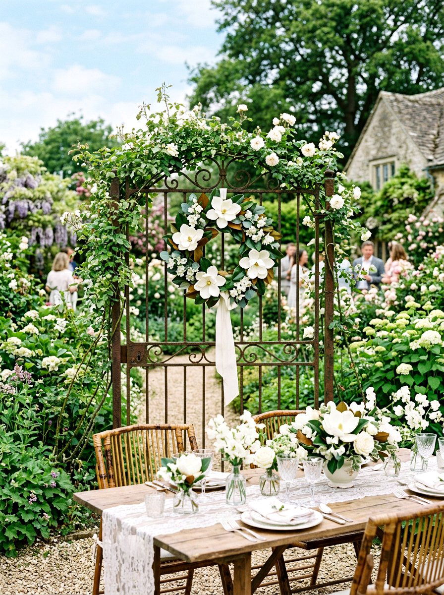 White Magnolia Bloom Wreath - 25 Spring Magnolia Wreath Ideas