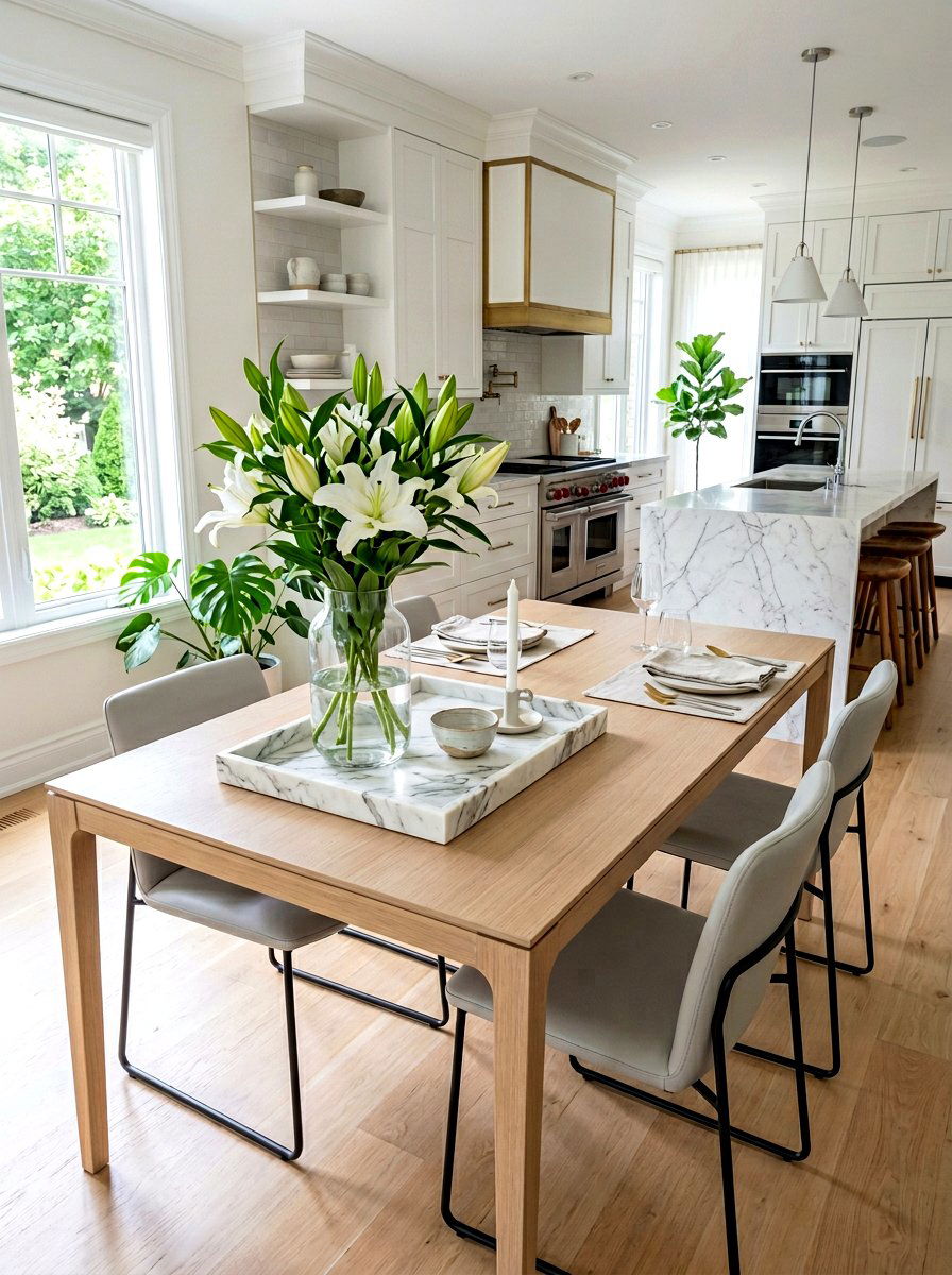 White Marble Tray - 25 Spring Kitchen Table Decor Ideas