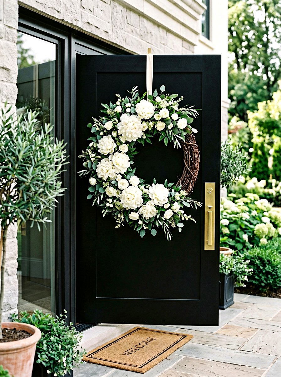 White Peony Grapevine Wreath - 25 Spring Fresh Floral Wreath Ideas