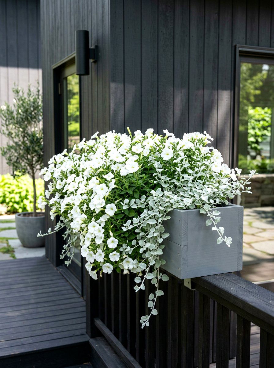 White Petunia Box - 25 Spring Window Box Planter Ideas