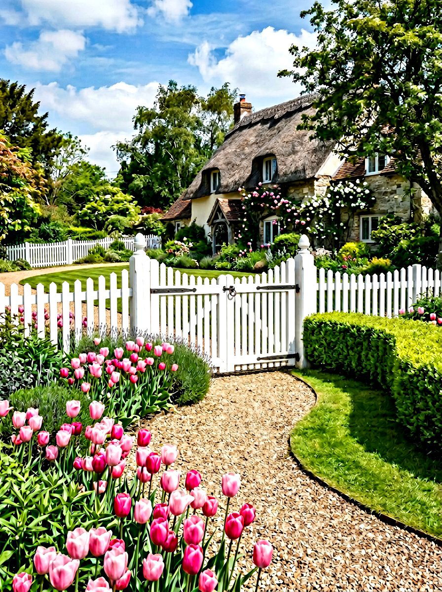 White Picket Driveway Gate - 25 Spring Driveway Gate Ideas