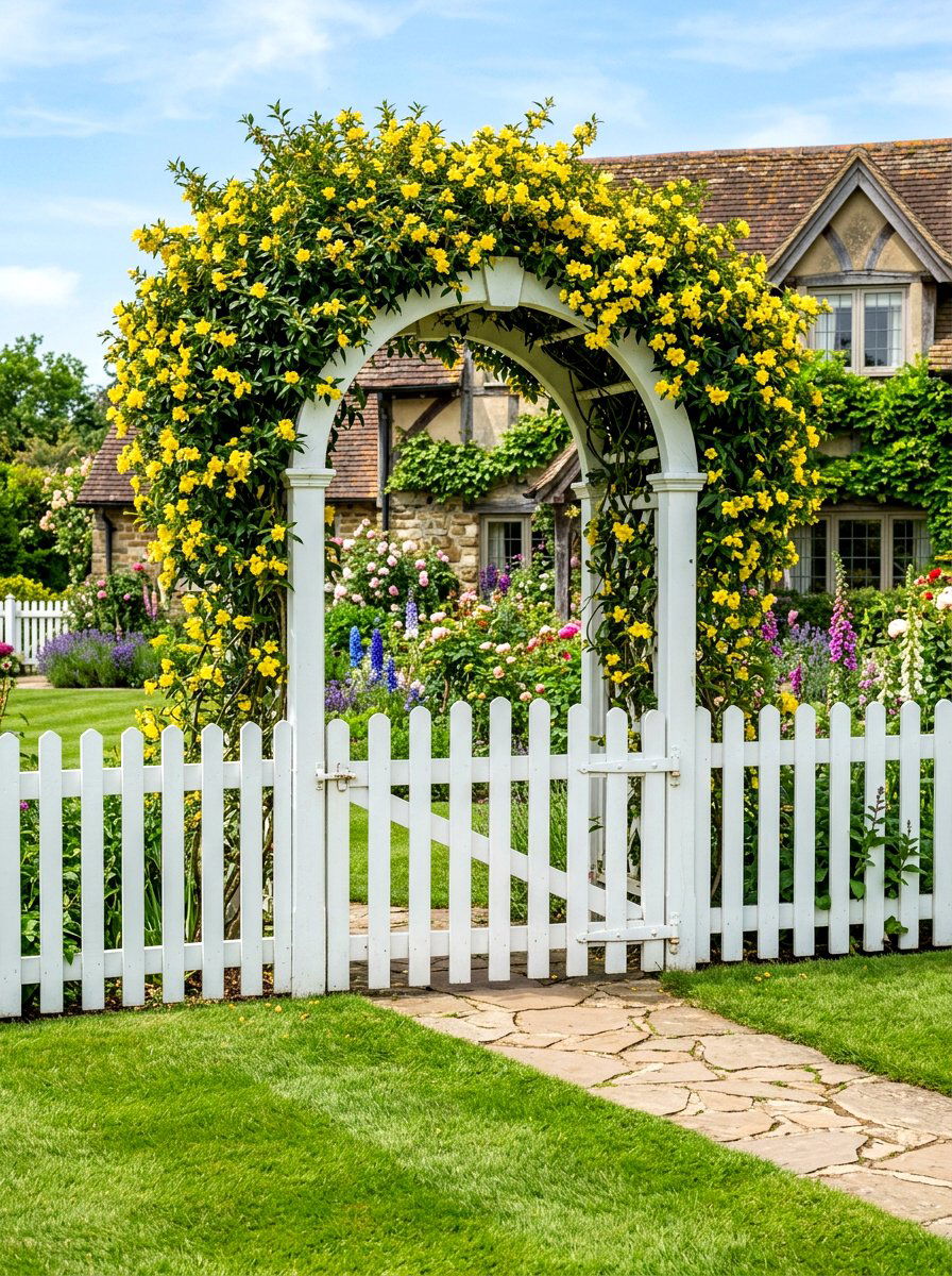 White Picket Fence Arbor - 25 Spring Arbor Entrance Decor Ideas