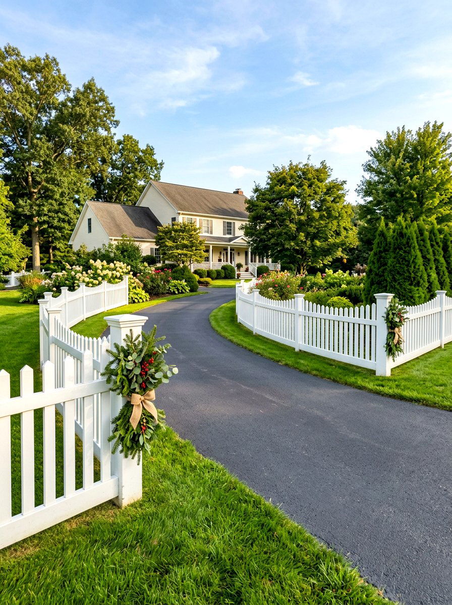 White Picket Fence Driveway Entrance