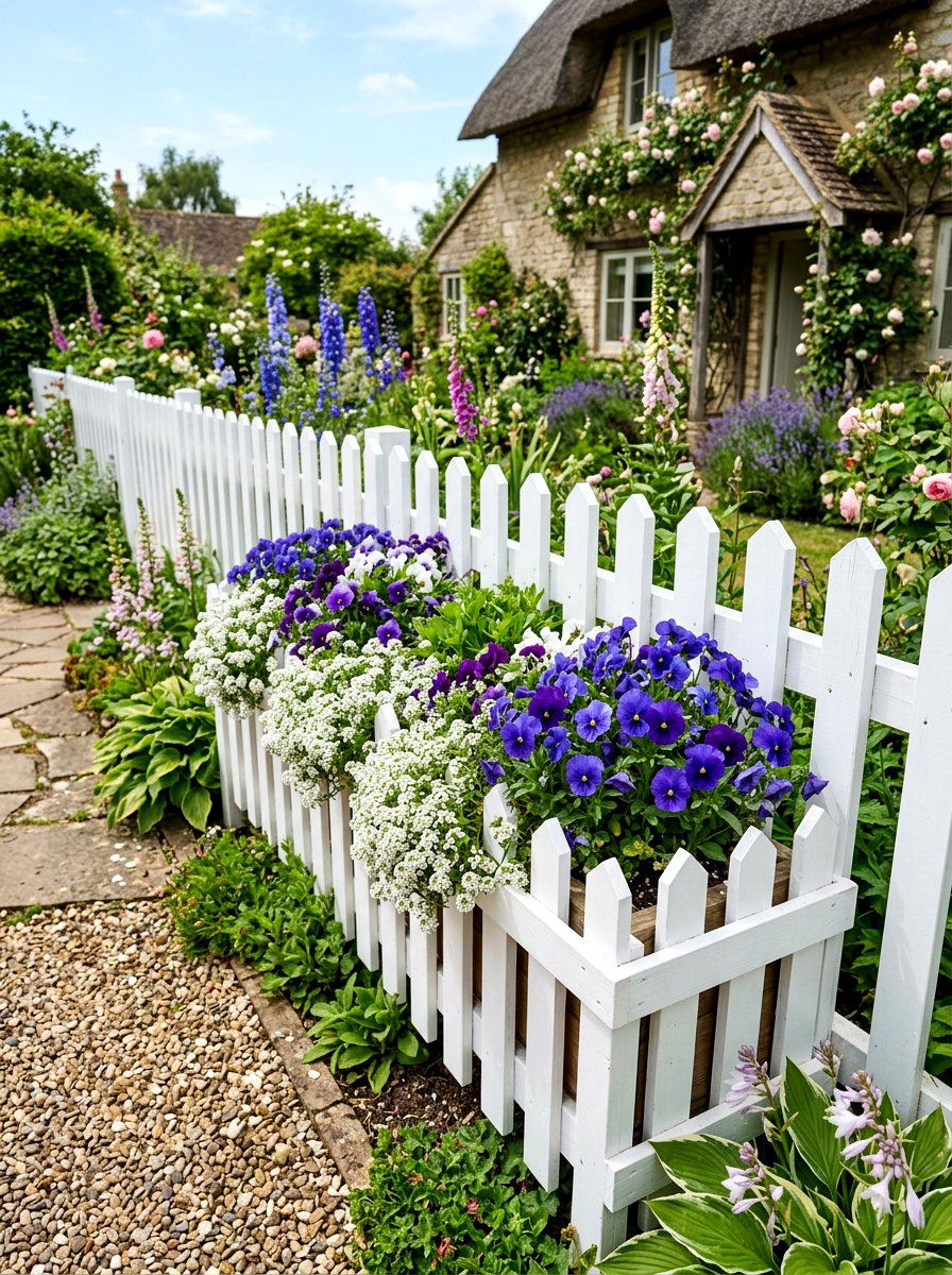 White Picket Fence Planter - 25 Spring Planter Box Ideas