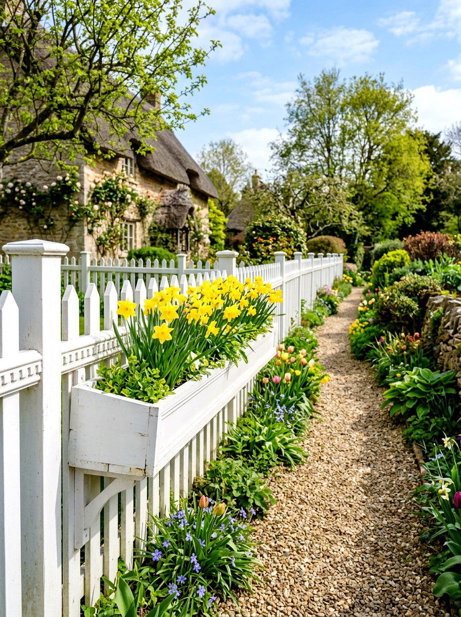 White Picket Fence Planter - 25 Spring Flower Stand Ideas
